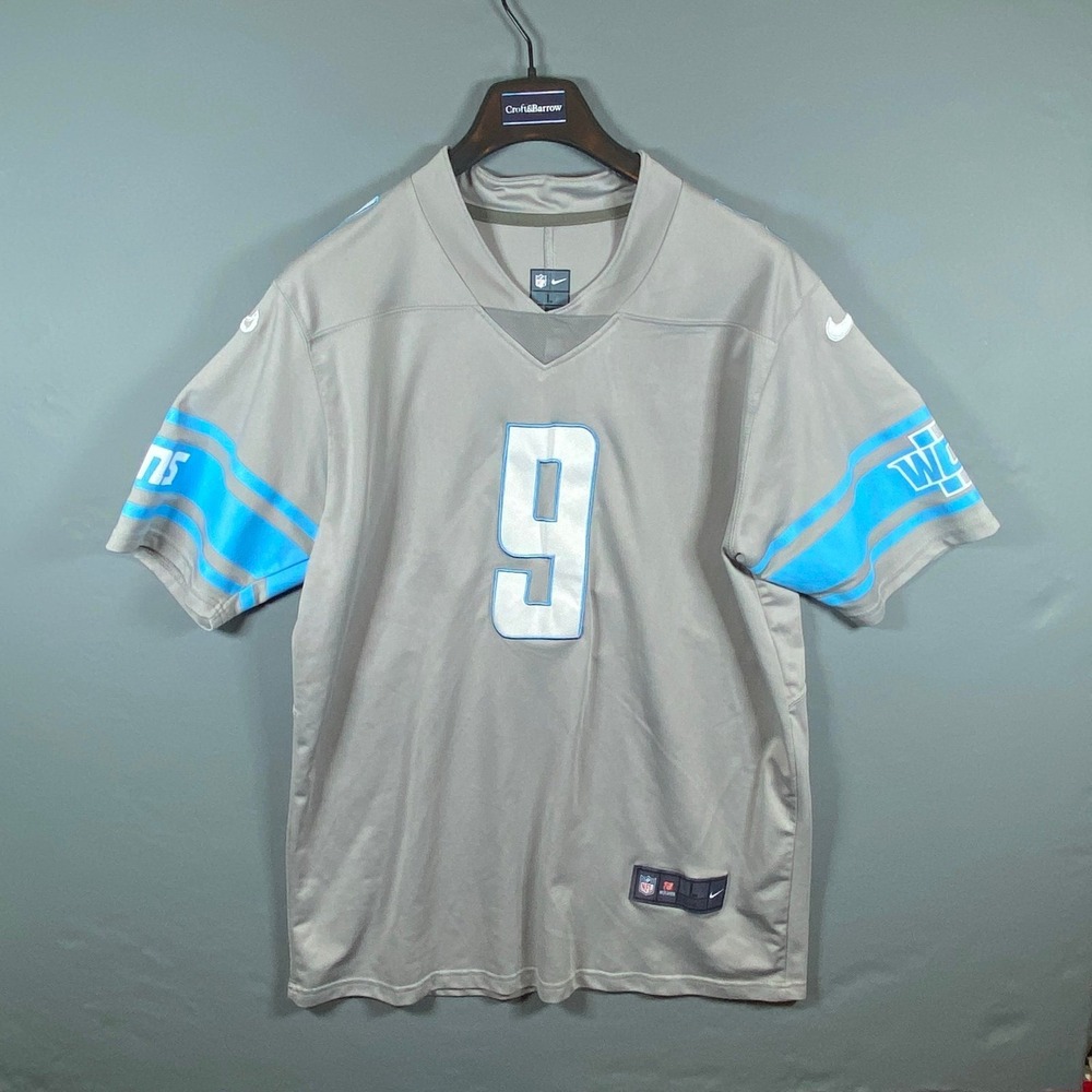 Nike Detroit Lions Matthew Stafford Jersey Gray #9 Size L NFL Team On Field